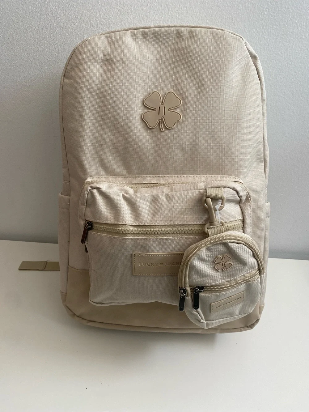 Lucky Brand Beige/Cream Backpack with Detachable Mini Pouch